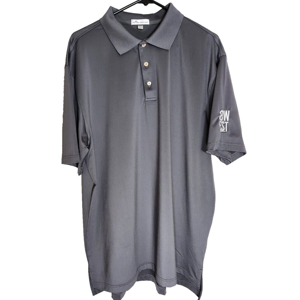 Peter Millar Mens Grey Short Sleeve Casual Polo Size XL